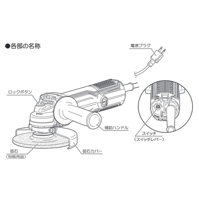 京セラ ディスクグラインダー AC100V 砥石径125mm(別売) 最大出力1100W [研磨 切断 サビ バリ コンクリート レンガ プロ向け 電動工具] AG1261