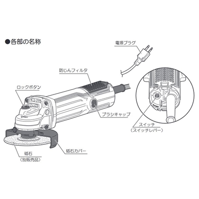 京セラ ディスクグラインダー AC100V 砥石径100mm(別売) 最大出力980W [研磨 切断 サビ バリ コンクリート レンガ プロ向け 電動工具] AG111 