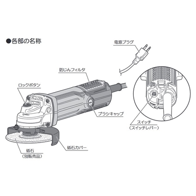 京セラ ディスクグラインダー AC100V 砥石径100mm(別売) 最大出力1100W [研磨 切断 サビ バリ コンクリート レンガ プロ向け 電動工具] AG1061