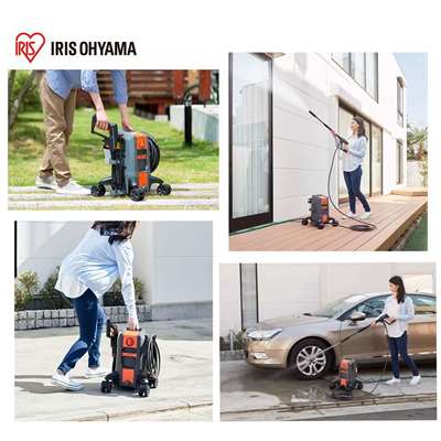 アイリスオーヤマ 高圧洗浄機 18点セット [掃除 洗車 自動車 バイク 農機具 玄関 外壁 洗浄 散水 節水 キャスター] FBN-701-Dオレンジ 