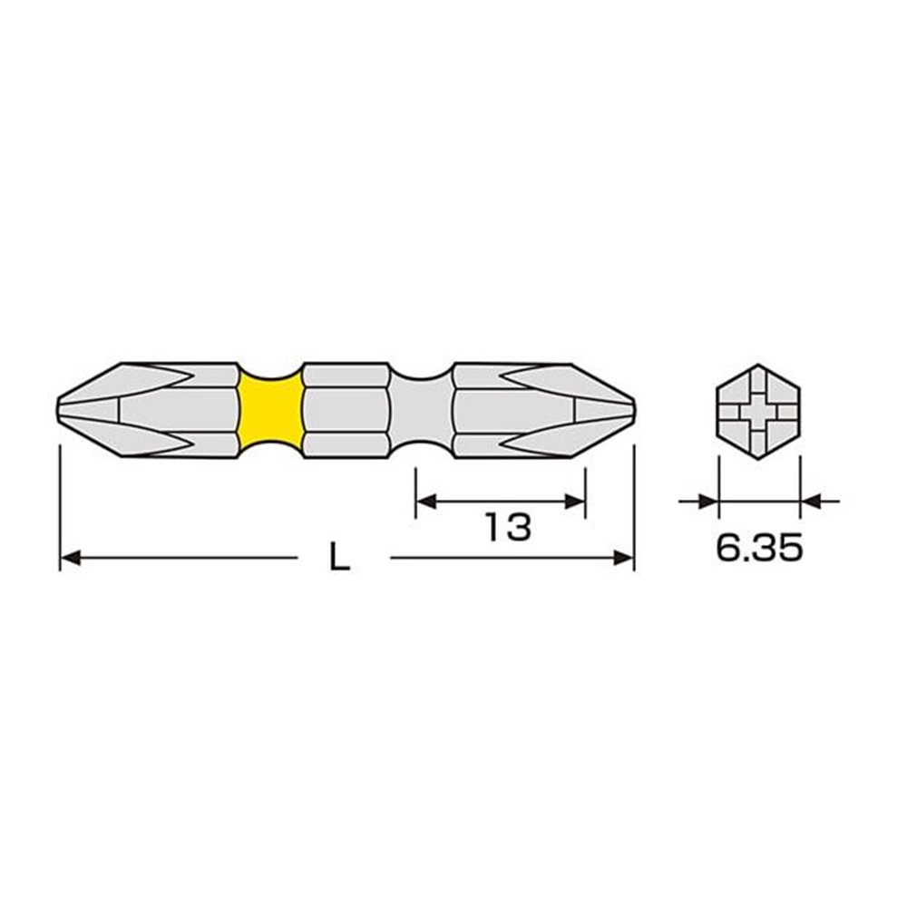 ANEX (アネックス) カラービット 2本組 ＋2×45 [工具 作業 ネジ締め 電動ドライバー マグネット付き] ACM2045